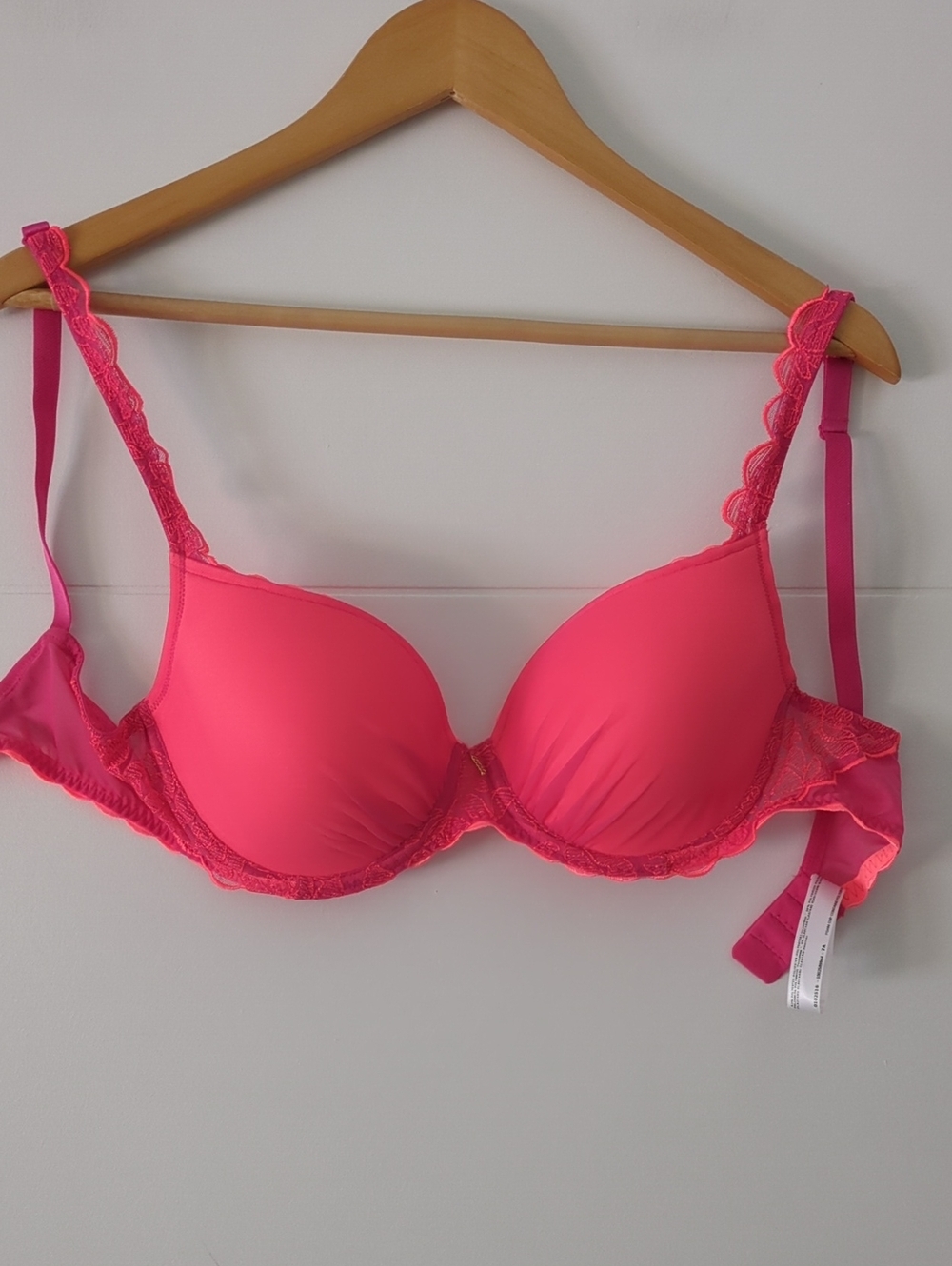 Marie Jo Rosalia Luminoso Push-Up Lace Trim Bra in Coral Pink Ss 34D - Picture 3 of 7